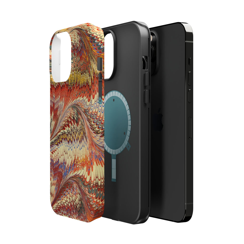 Rust + Gold Italian Marbled Design Magnetic MAG SAFE - Dual Layer Case - Glossy or Matte