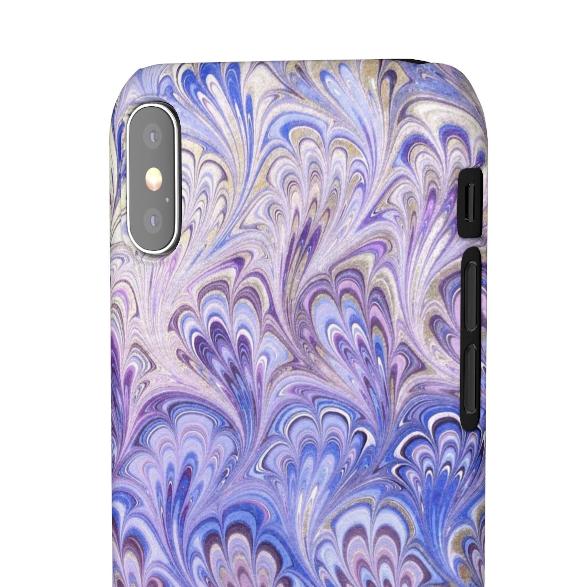 Marbled Feather Lavender + Purple Swirl - Single Layer Slim Phone Case