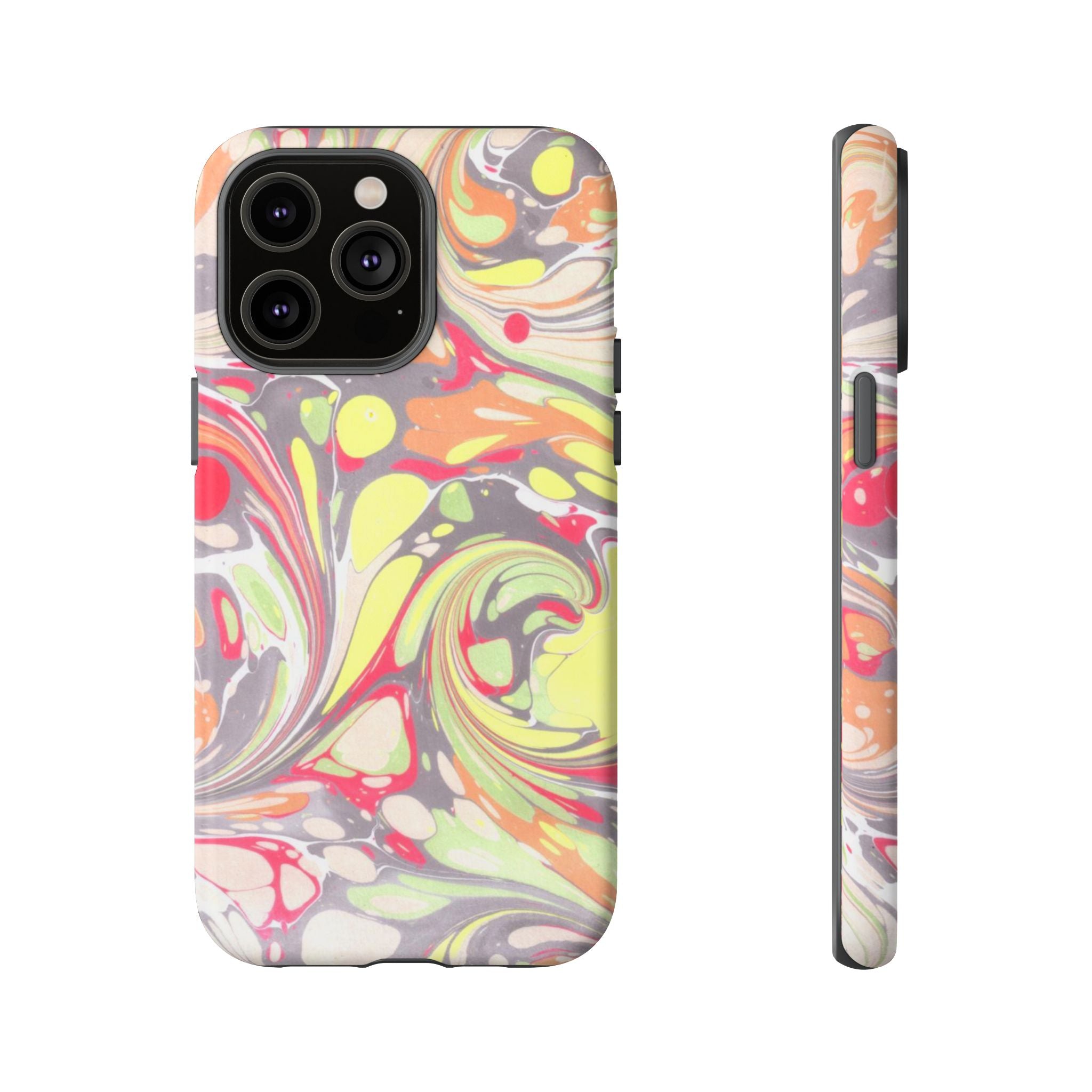 Yellow and Pink Swirl Marbled Italian Phone Case - Dual Layer - Matte or Glossy