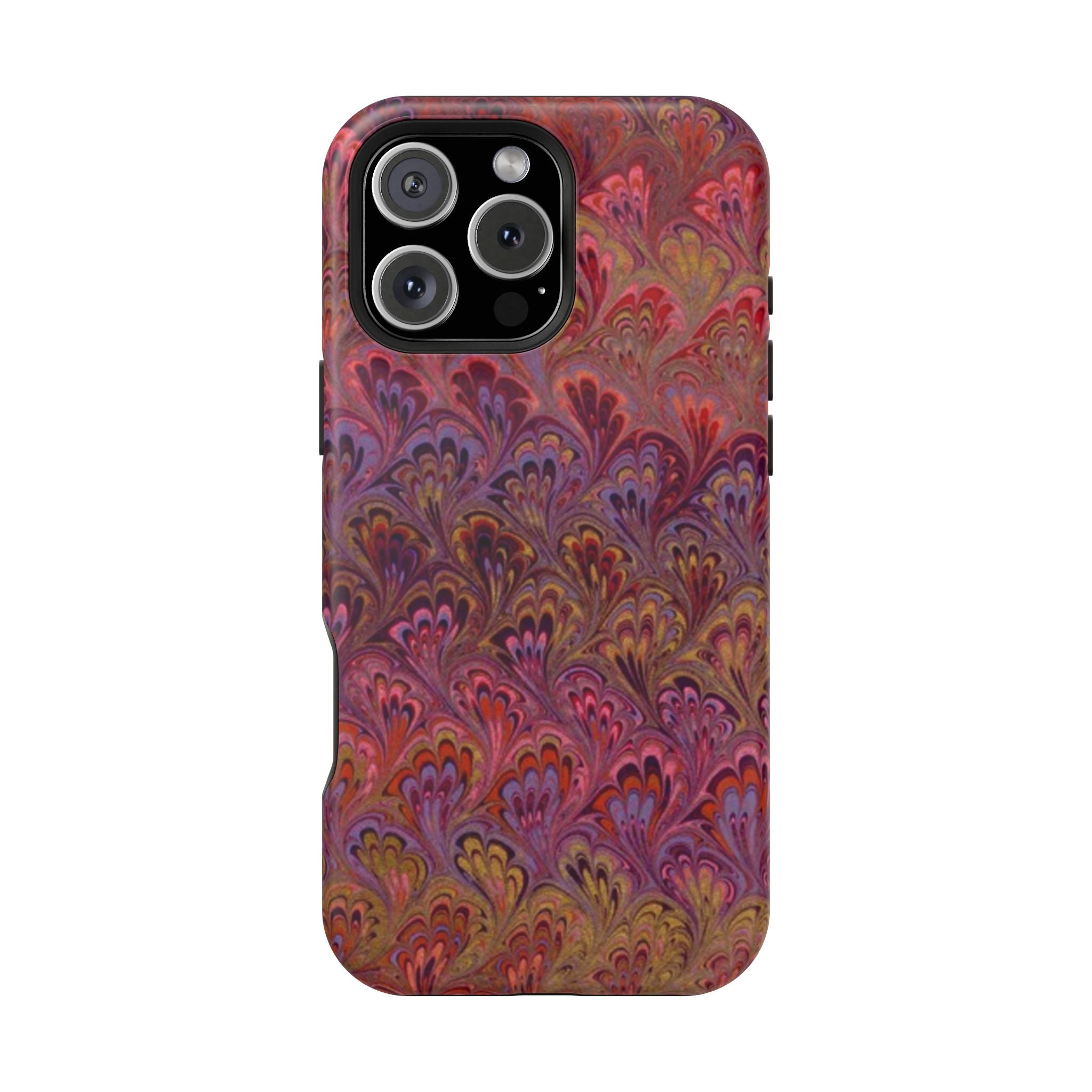 Red, Burgundy, Lavender Italian Peacock Feather Design Phone Case