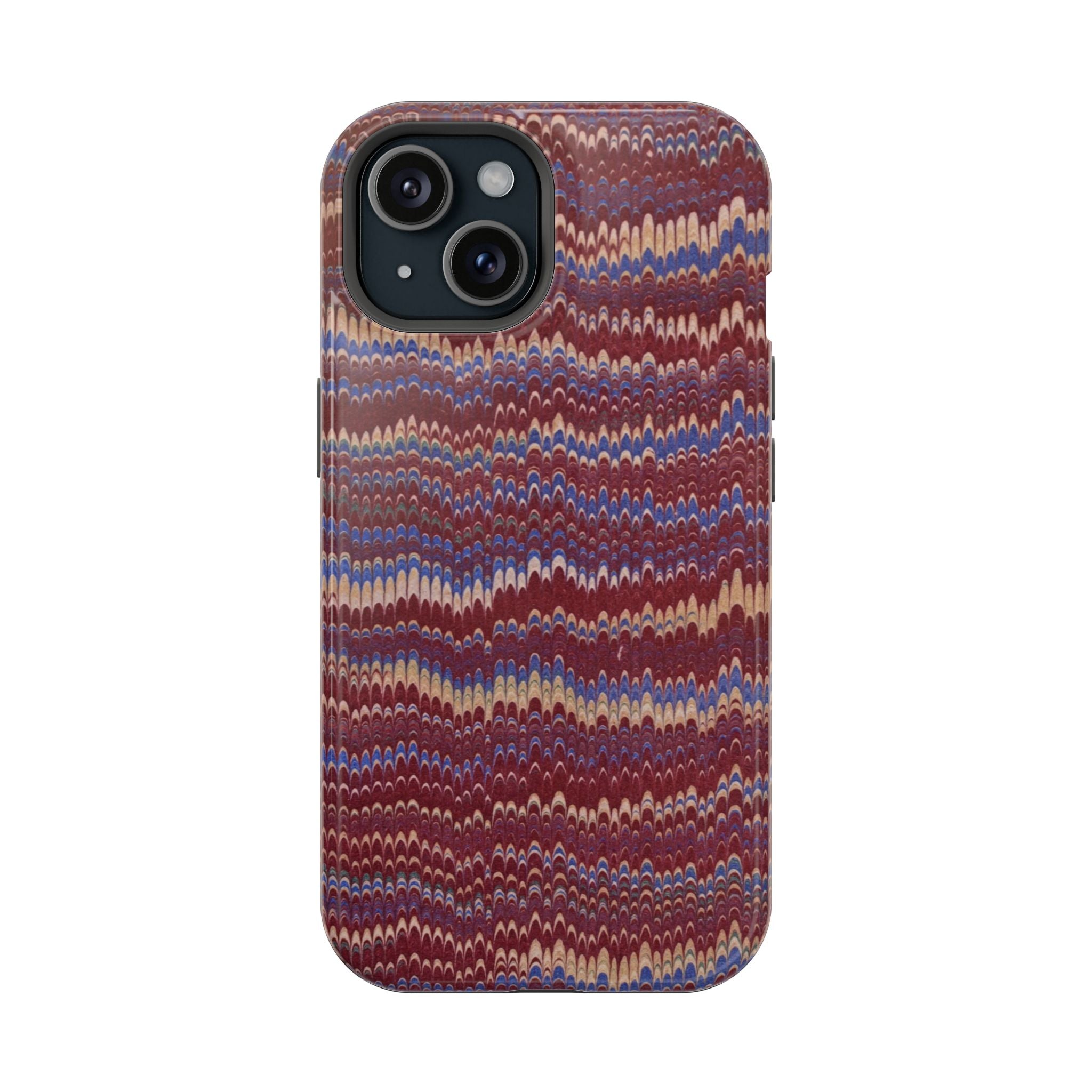 Burgundy and Blue Hues Italian Vintage Marble Design Phone Case for Apple + Samsung