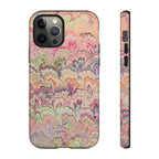 Pastel Pink + Green Feather Marbled Phone Case - Dual Layer Phone Cover