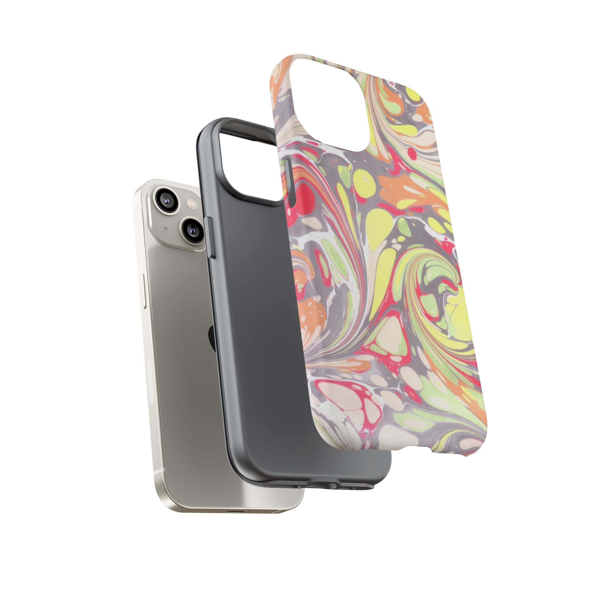 Yellow and Pink Swirl Marbled Italian Phone Case - Dual Layer - Matte or Glossy