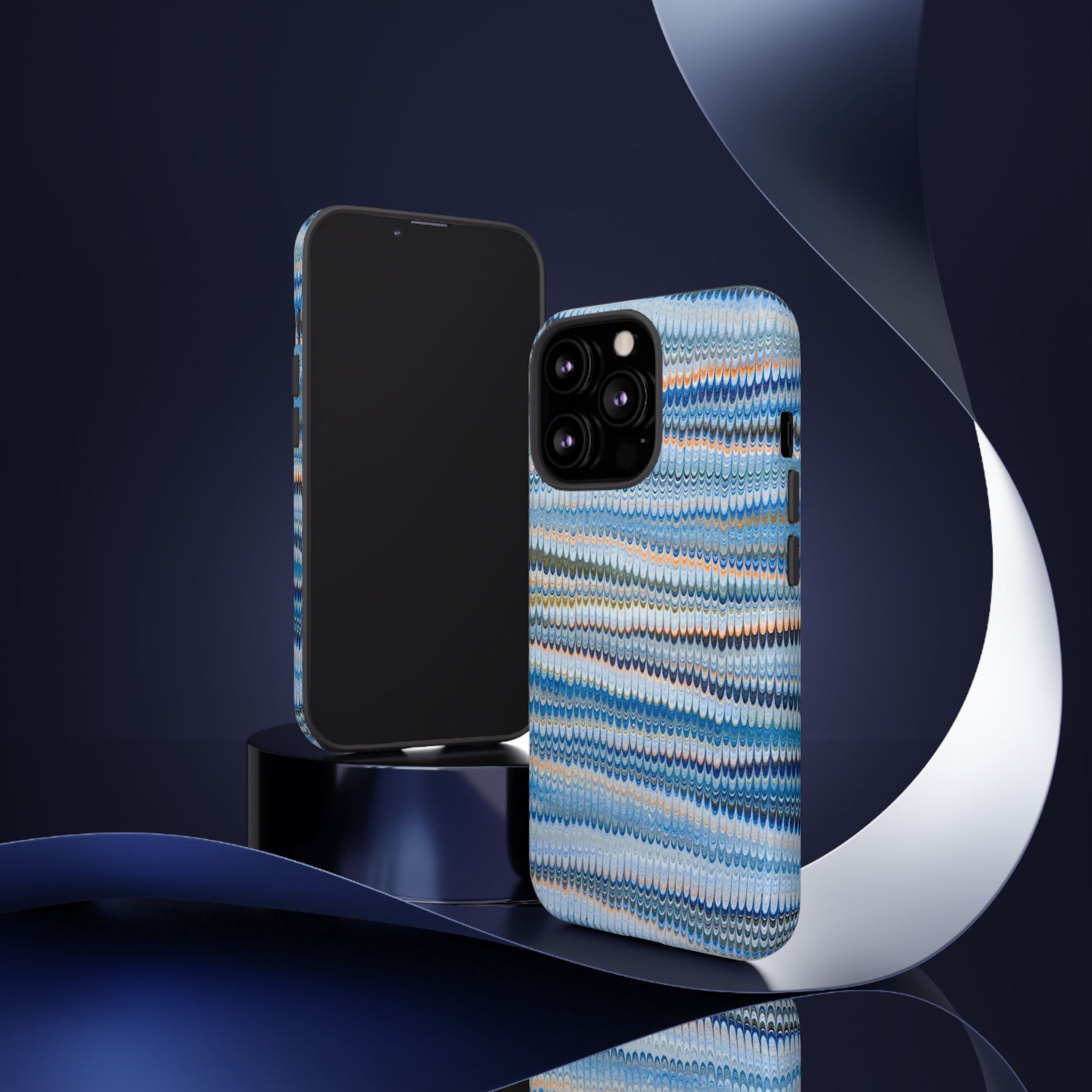 Blue Marbled Phone Cases iPhone 16 + Samsung + Apple + Google - all models, Vintage Marbled Design - Tough Cases