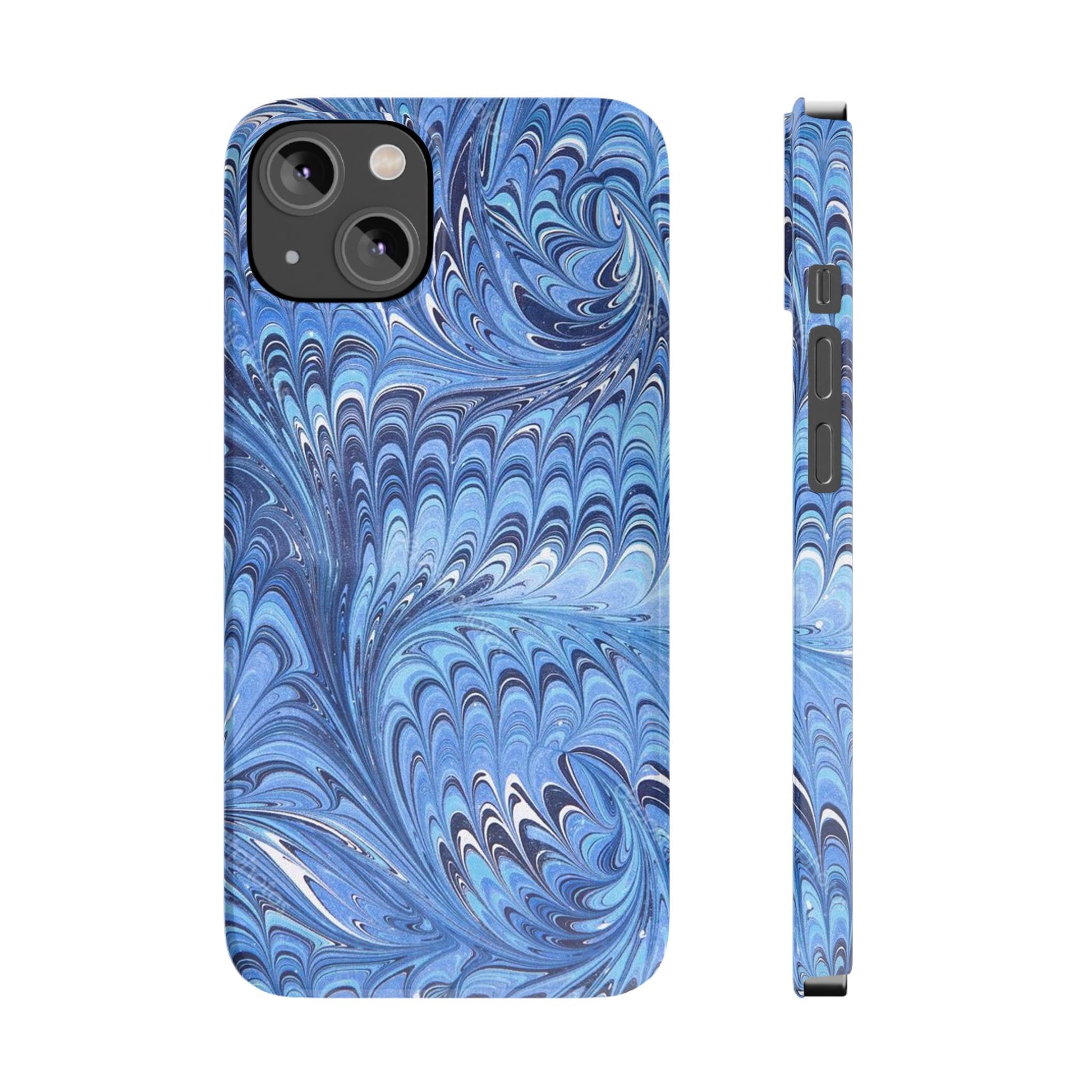 Blue Italian Marbled Design, Green and Blue Pallet, Slim Phone Case