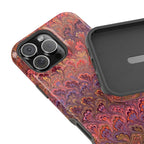 Red, Burgundy, Lavender, and Gold - Mag Safe Marble iPhone Case - Impact-Resistant Dual Layer