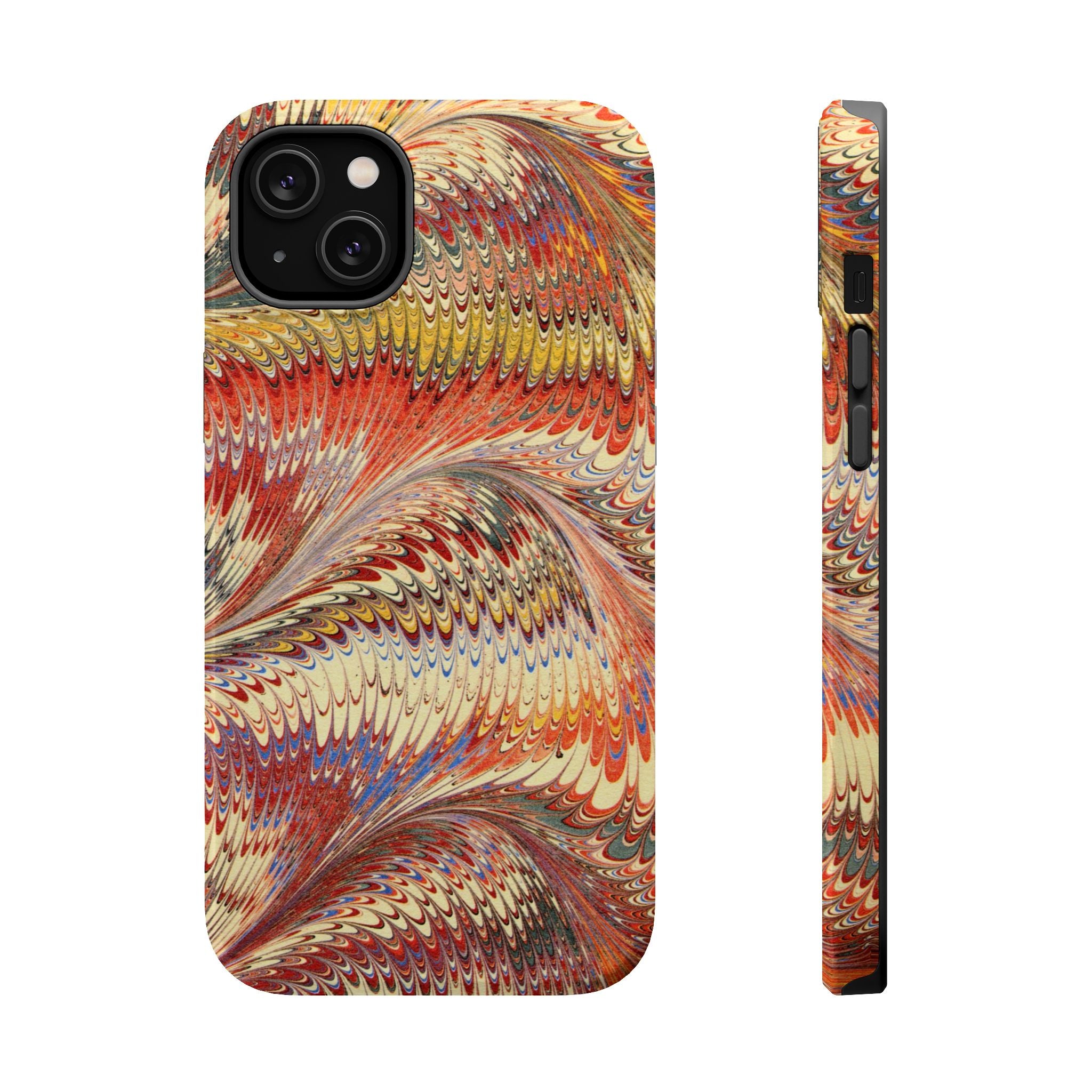 Rust + Gold Italian Marbled Design Magnetic MAG SAFE - Dual Layer Case - Glossy or Matte