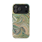 Florentine Marble iPhone Case | Inspired by Florence | Italian Marbled Paper Technique | Artisanal Green Swirl | Dual-Layer Protective Case | Matte or Glossy