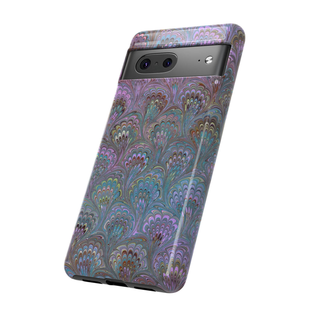 Lavender Marbled Peacock Durable Phone Case - Matte or Glossy