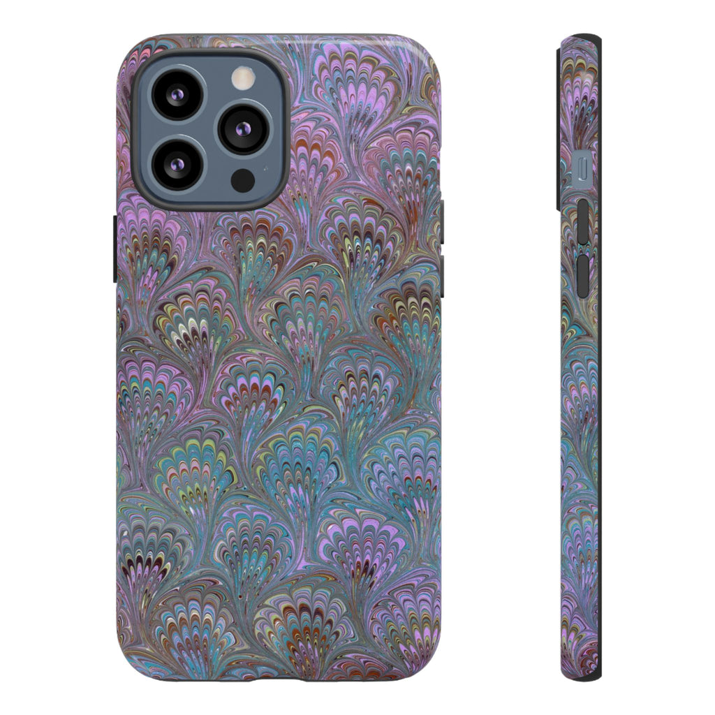 Lavender Marbled Peacock Durable Phone Case - Matte or Glossy