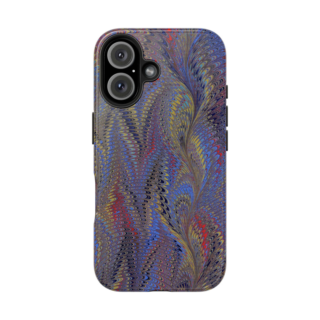 Blue + Red Marbled Tough Phone Case - Dual Layer
