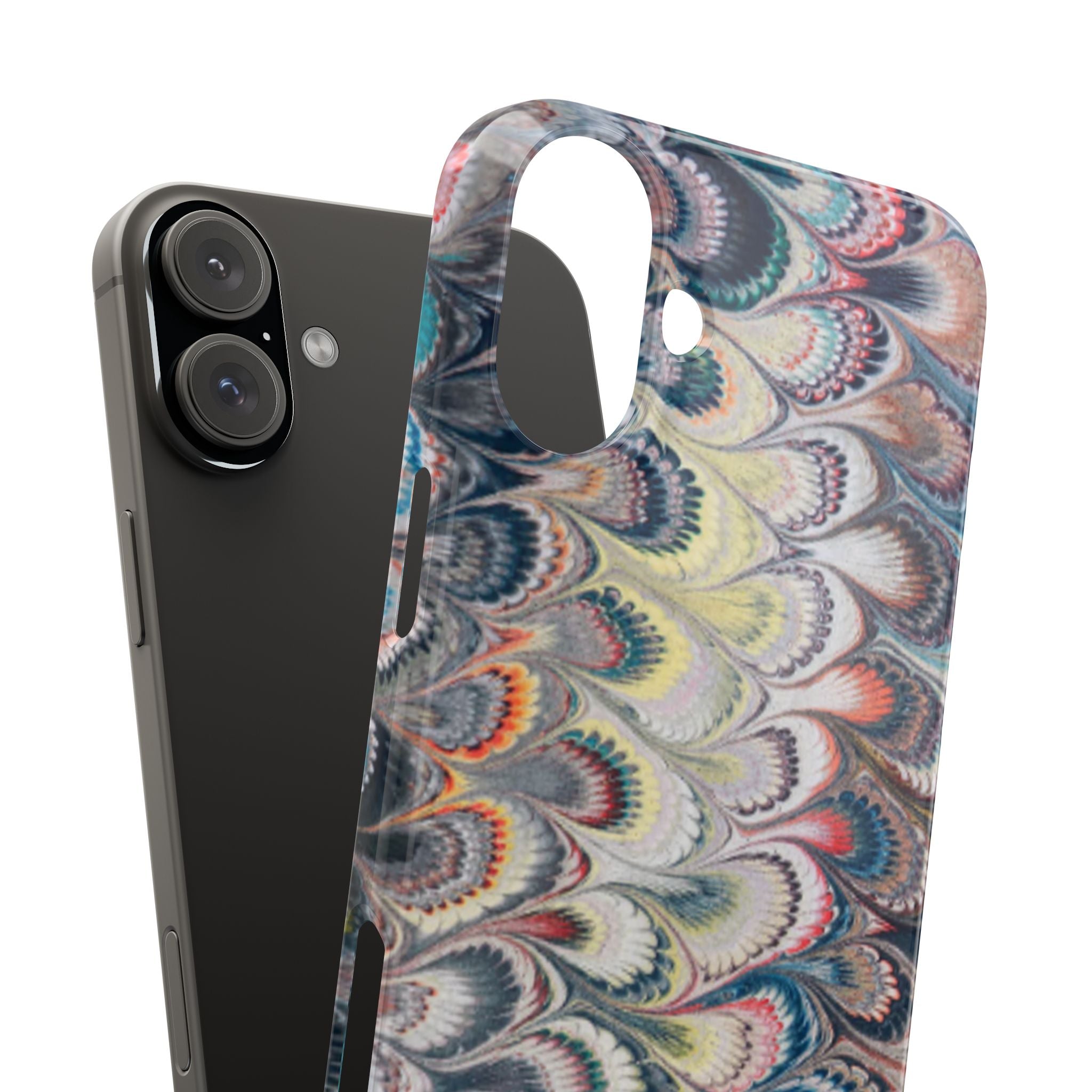 Blues and Multi-Color Italian Traditional Hand-Marbled Design