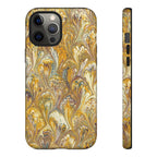 Golden Yellow Marbled Italian Phone Case - Dual Layer - Matte or Glossy