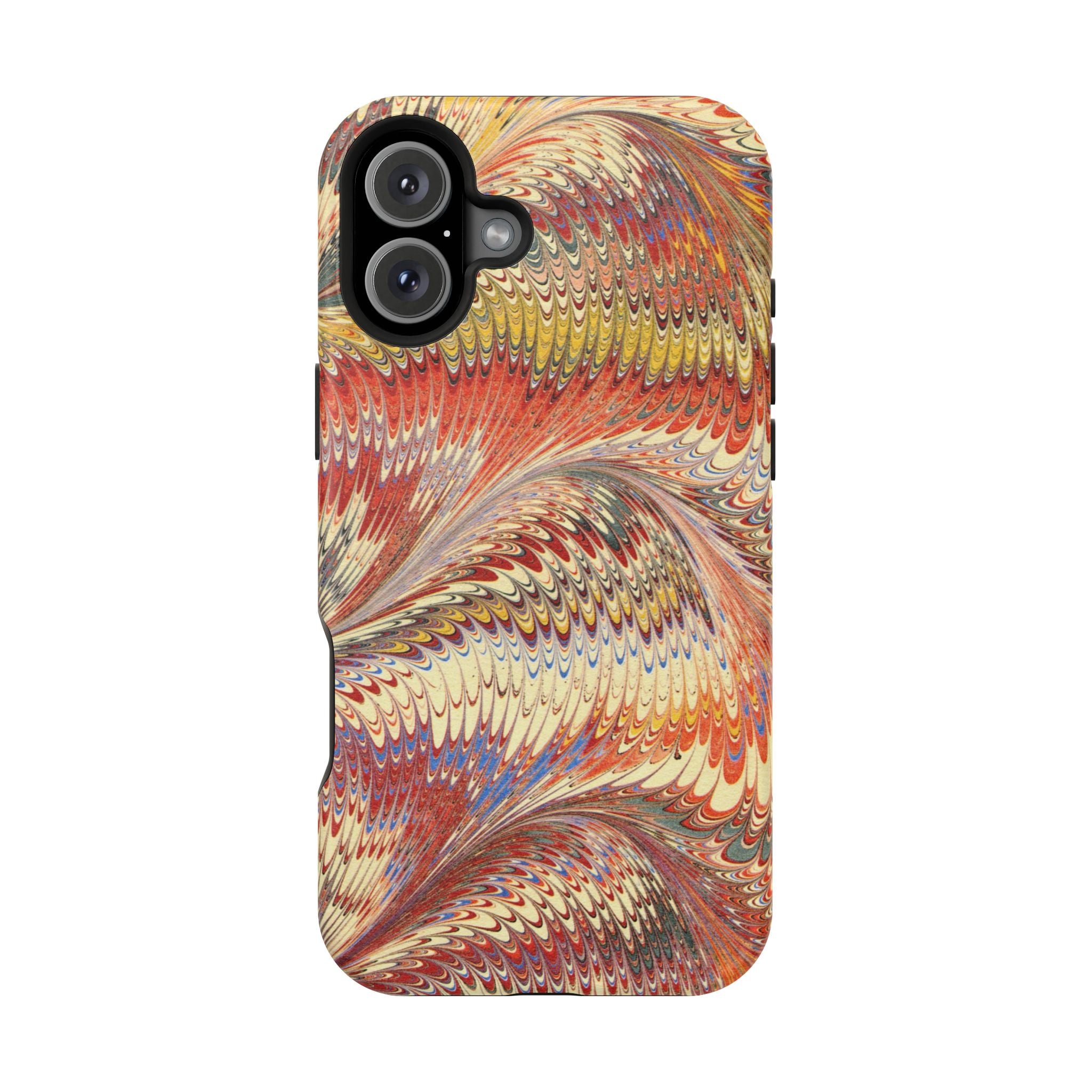 Rust + Gold Italian Marbled Design Magnetic MAG SAFE - Dual Layer Case - Glossy or Matte