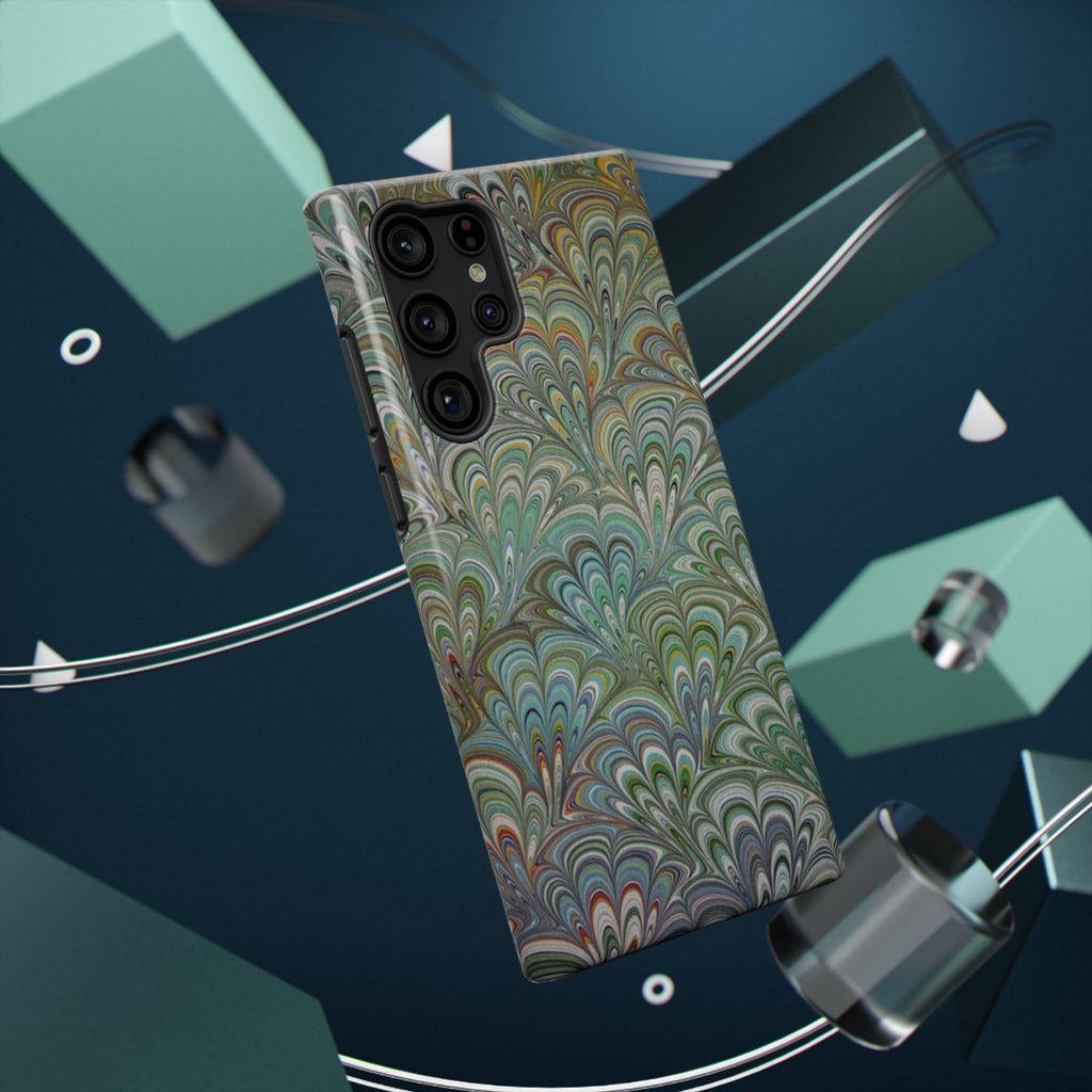 iPhone17 + All Models Phone Cases, Italian Peacock Feather Design, Stylish Impact-Resistant Shell, Protective Cover, Green Peacock Print