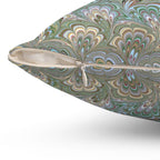 ITALIAN MARBLE Green and Blue Square Pillow includes Pillow, Hidden Zipper