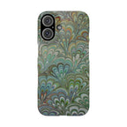 Deep Green Peacock Italian Marbled Design, Italy Feather Phone Case