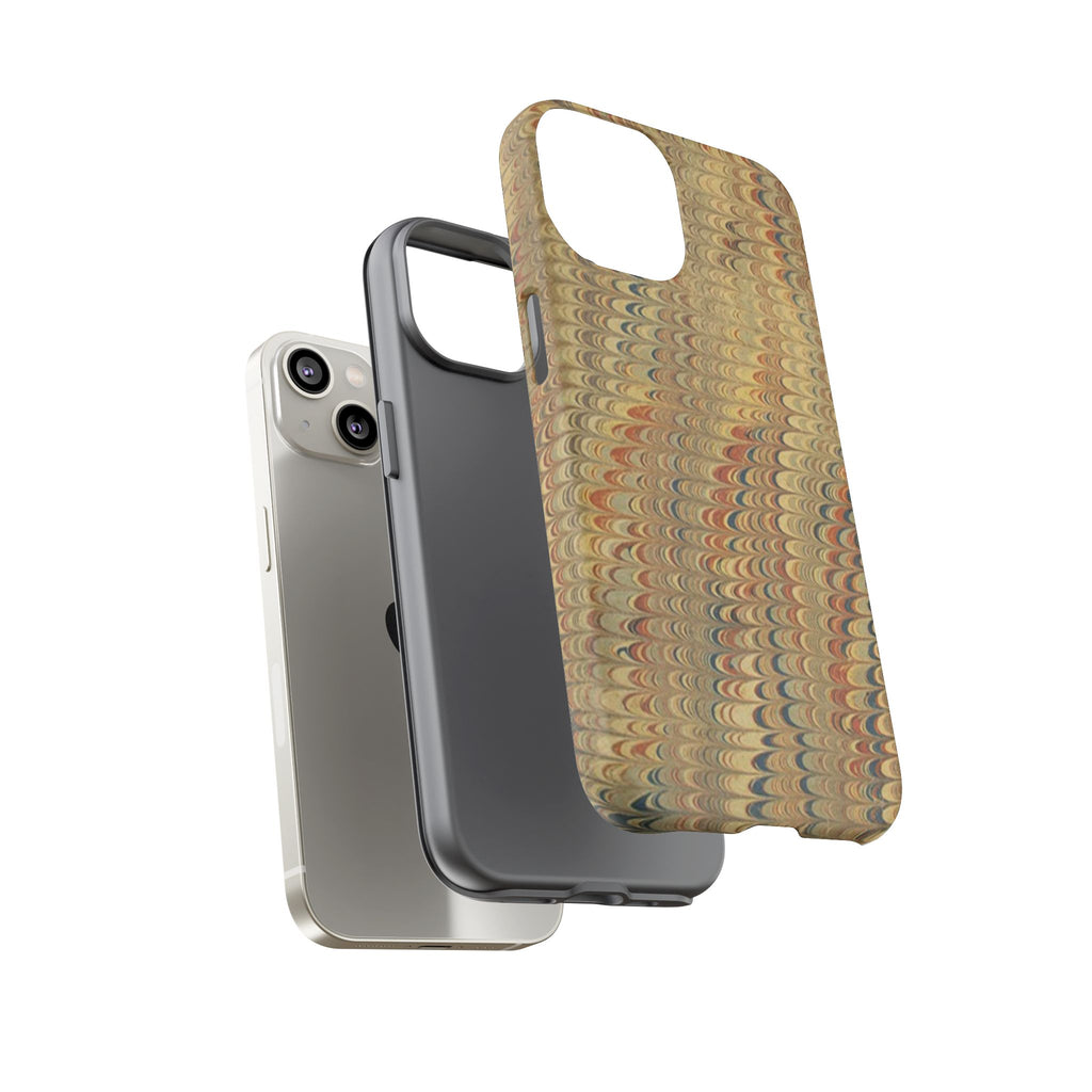 Beige and Blue Marbled Durable Phone Case - Dual Layer - Matte or Glossy