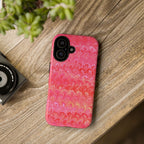 Pink and Gold Marbled Peacock Durable Phone Case - Olive Green and Brown - Matte or Glossy