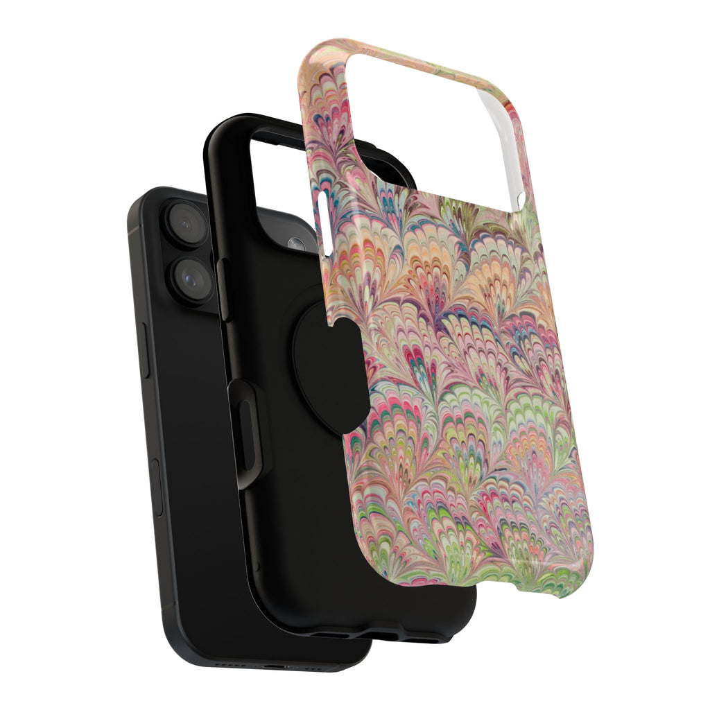 Marbled Pastel Pink and Green Impact-Resistant Phone Case for Apple + Samsung
