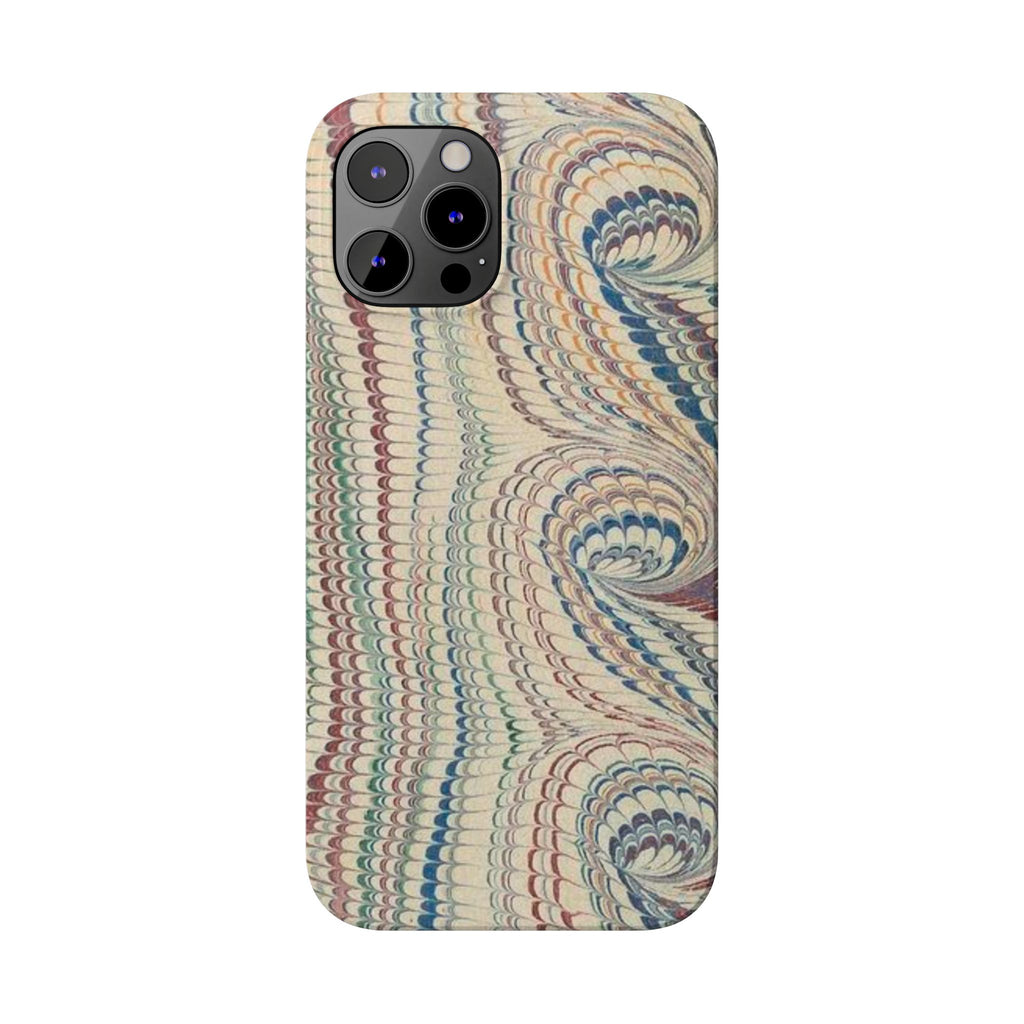 Italian Vintage Marbled Paper Design on iPhone Cases, Artistic Protection for Your Device in Elegant Beige, Blue, Burgundy