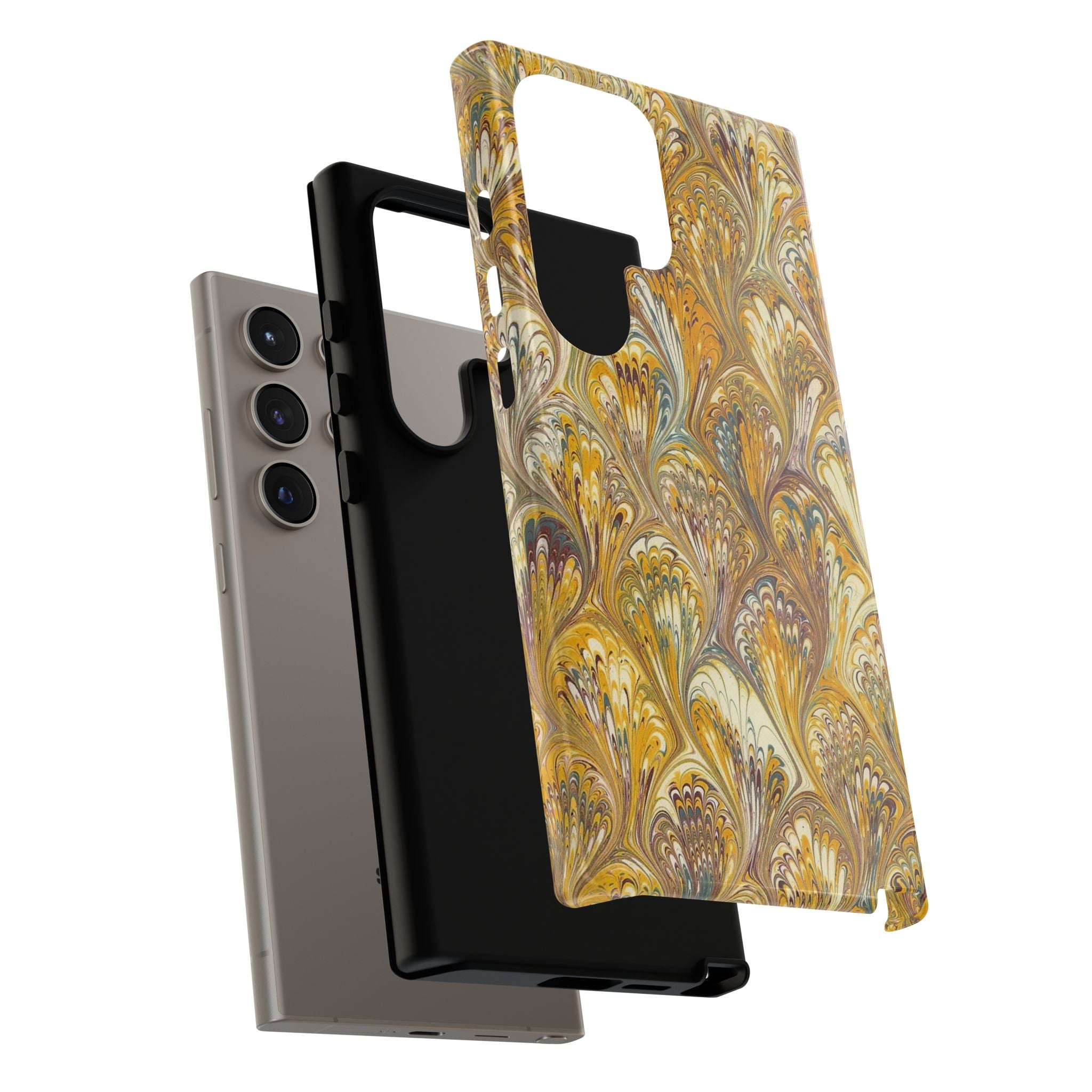 Golden Yellow Marbled Italian Phone Case - Dual Layer - Matte or Glossy