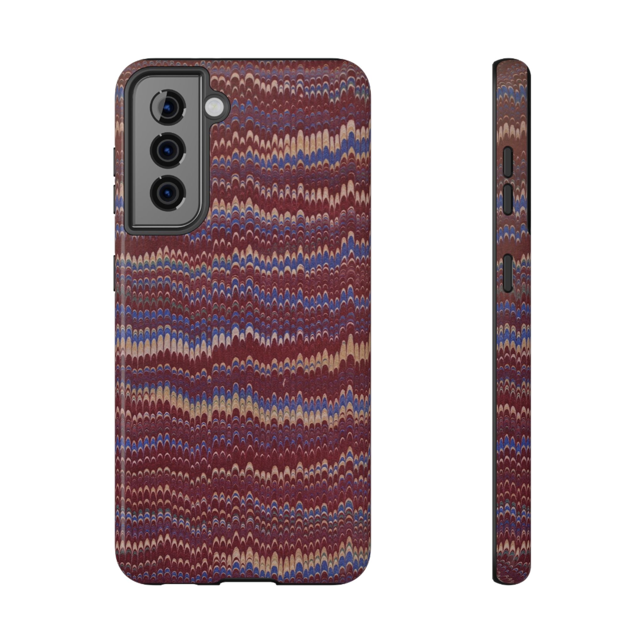 Burgundy and Blue Hues Italian Vintage Marble Design Phone Case for Apple + Samsung