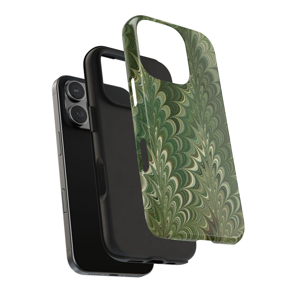 Deep Green Florence Marbled Tough Phone Case - Dual Layer