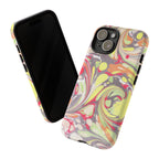 Yellow and Pink Swirl Marbled Italian Phone Case - Dual Layer - Matte or Glossy