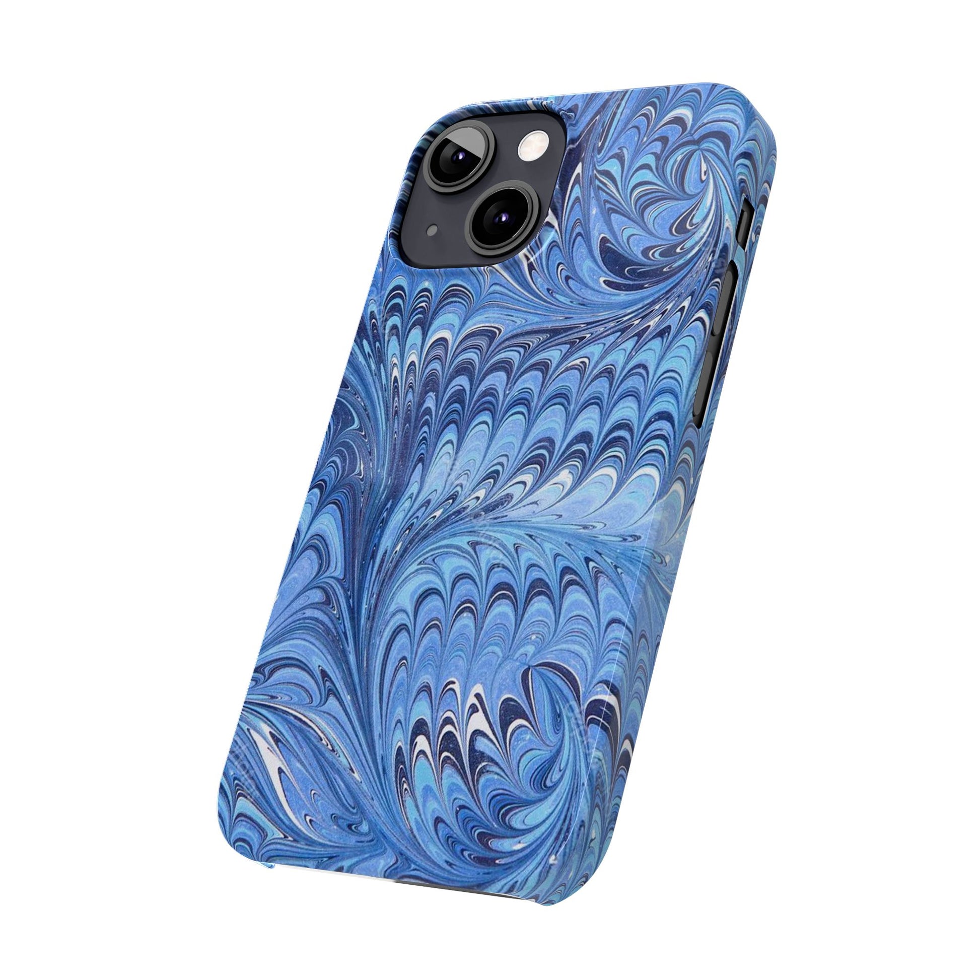 Blue Italian Marbled Design, Green and Blue Pallet, Slim Phone Case