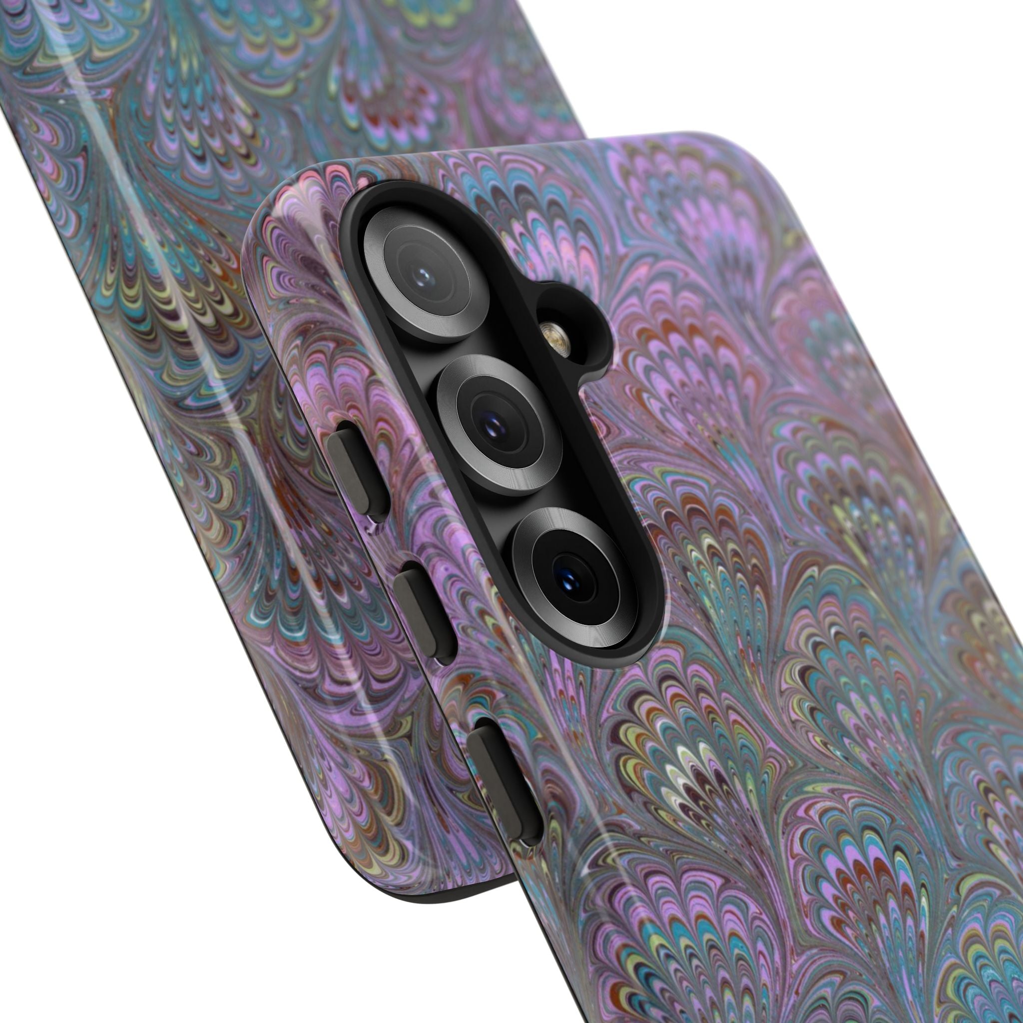 Lavender Marbled Peacock Durable Phone Case - Matte or Glossy
