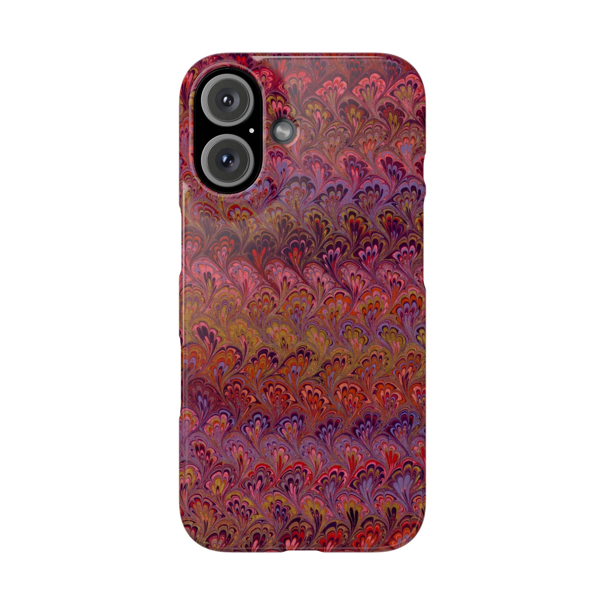 Reds, Lavenders, Marbled VIntage Design, Italian Feather Phone Case, Slim Phone Cases, IPHONE16 and all sizes