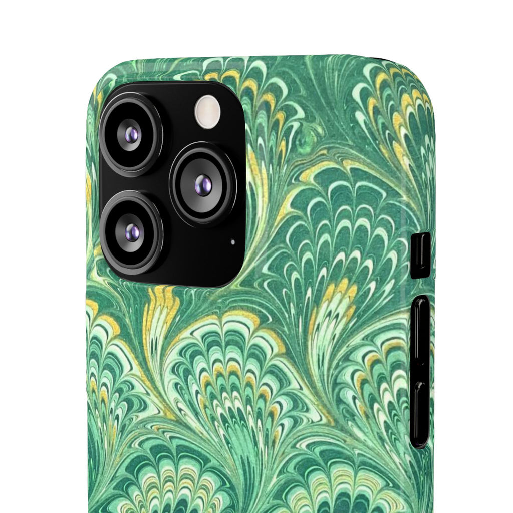 Marbled Feather Green Swirl - Single Layer Slim Phone Case
