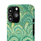 Marbled Feather Green Swirl - Single Layer Slim Phone Case
