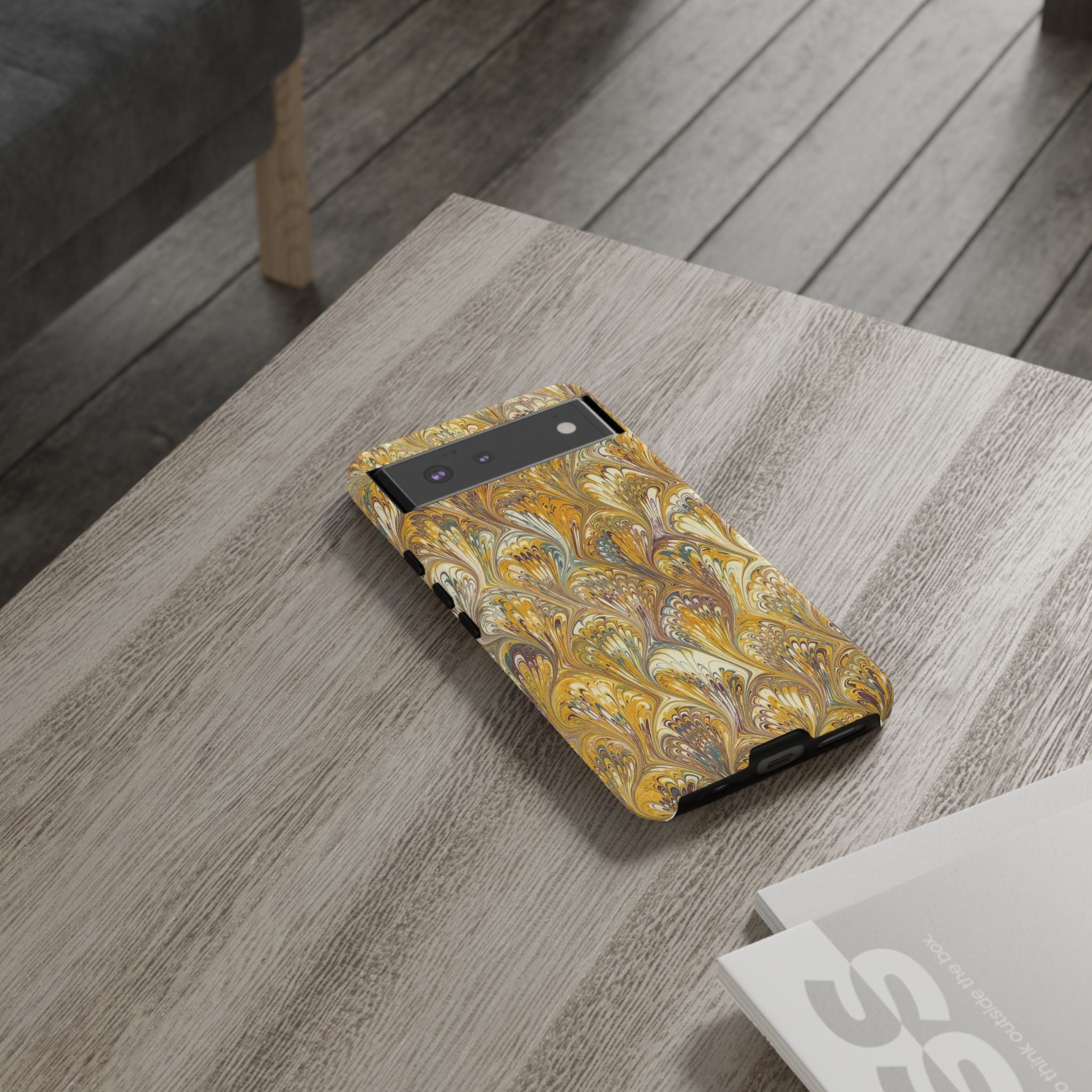 Golden Yellow Marbled Italian Phone Case - Dual Layer - Matte or Glossy