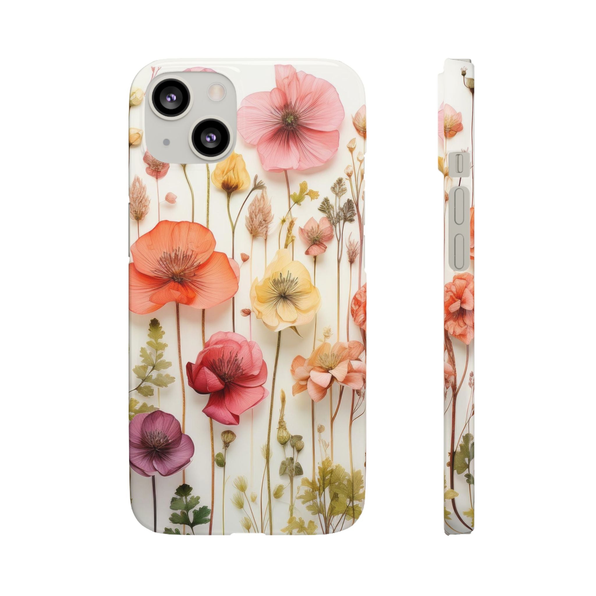 Pink Floral Pressed Flowers - Slim Case