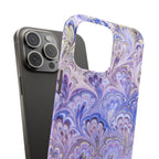 Marbled Feather Lavender + Purple Swirl - Single Layer Slim Phone Case