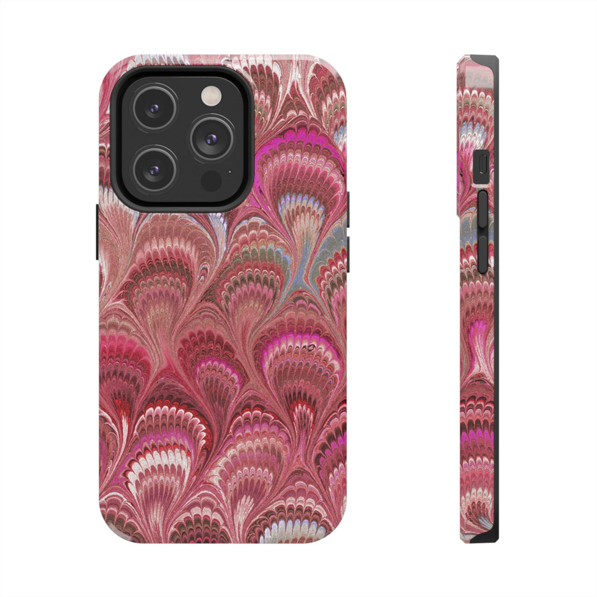 Pretty in Pink - Peacock Marble Italian Tough Phone Case — Durable Marbled Phone Case