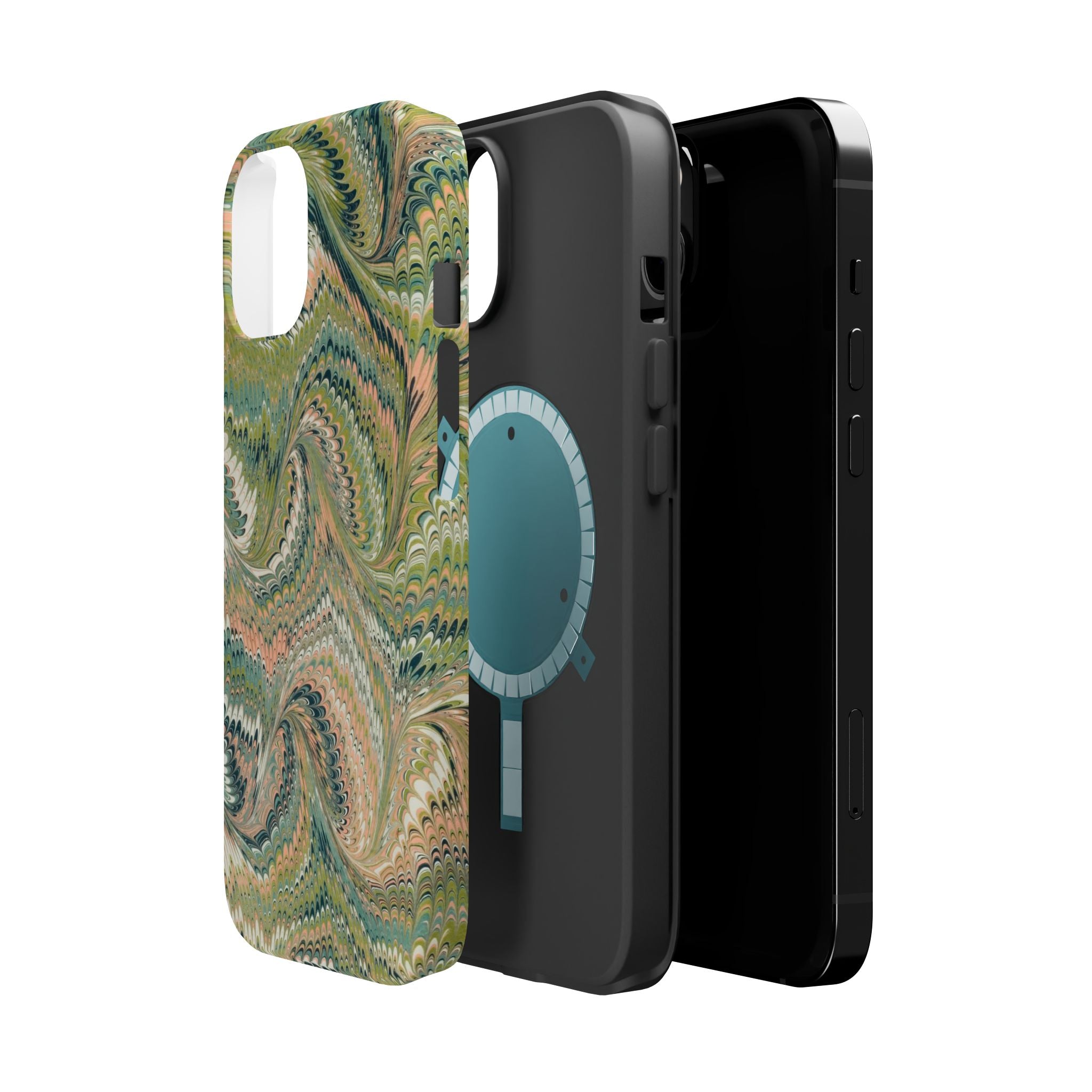 Green Pastel Italian Marble Design Magnetic MAG SAFE High Impact iPhone Cases