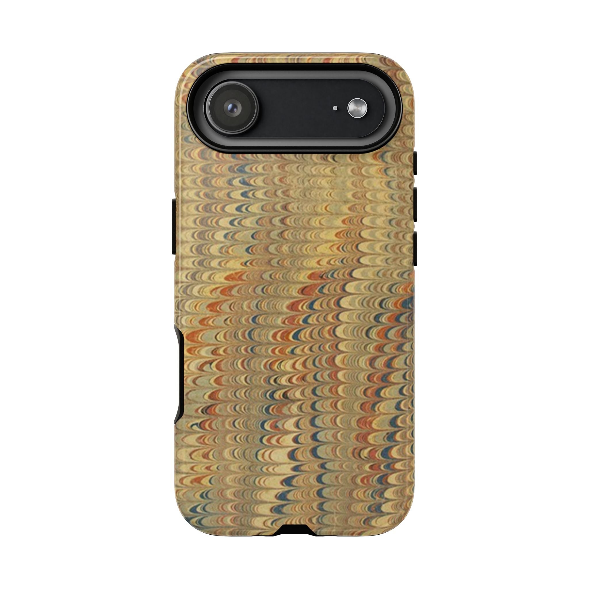 Beige and Blue Marbled Durable Phone Case - Dual Layer - Matte or Glossy
