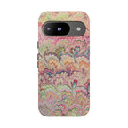 Pastel Pink + Green Feather Marbled Phone Case - Dual Layer Phone Cover