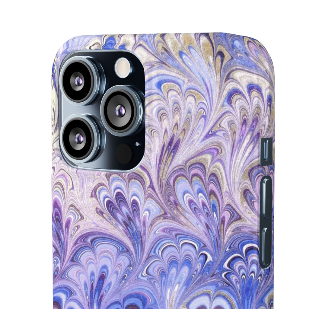 Marbled Feather Lavender + Purple Swirl - Single Layer Slim Phone Case