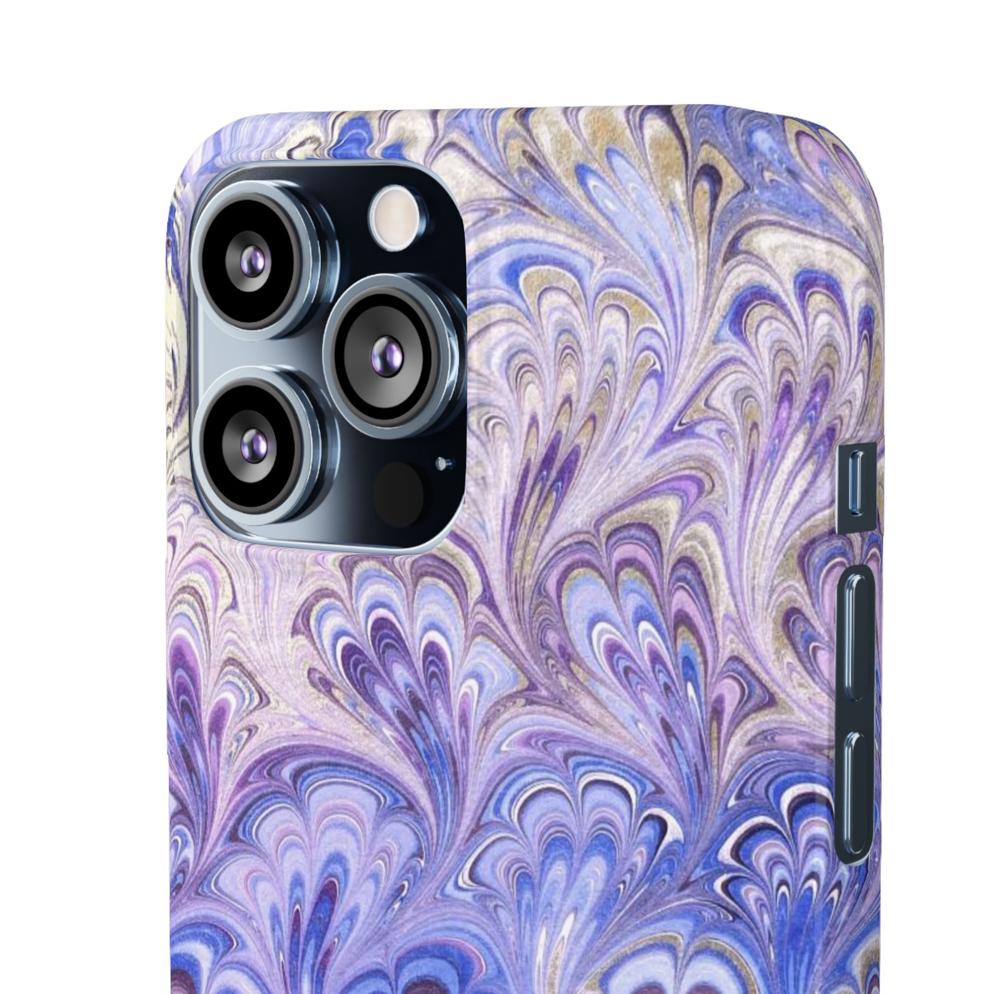 Marbled Feather Lavender + Purple Swirl - Single Layer Slim Phone Case