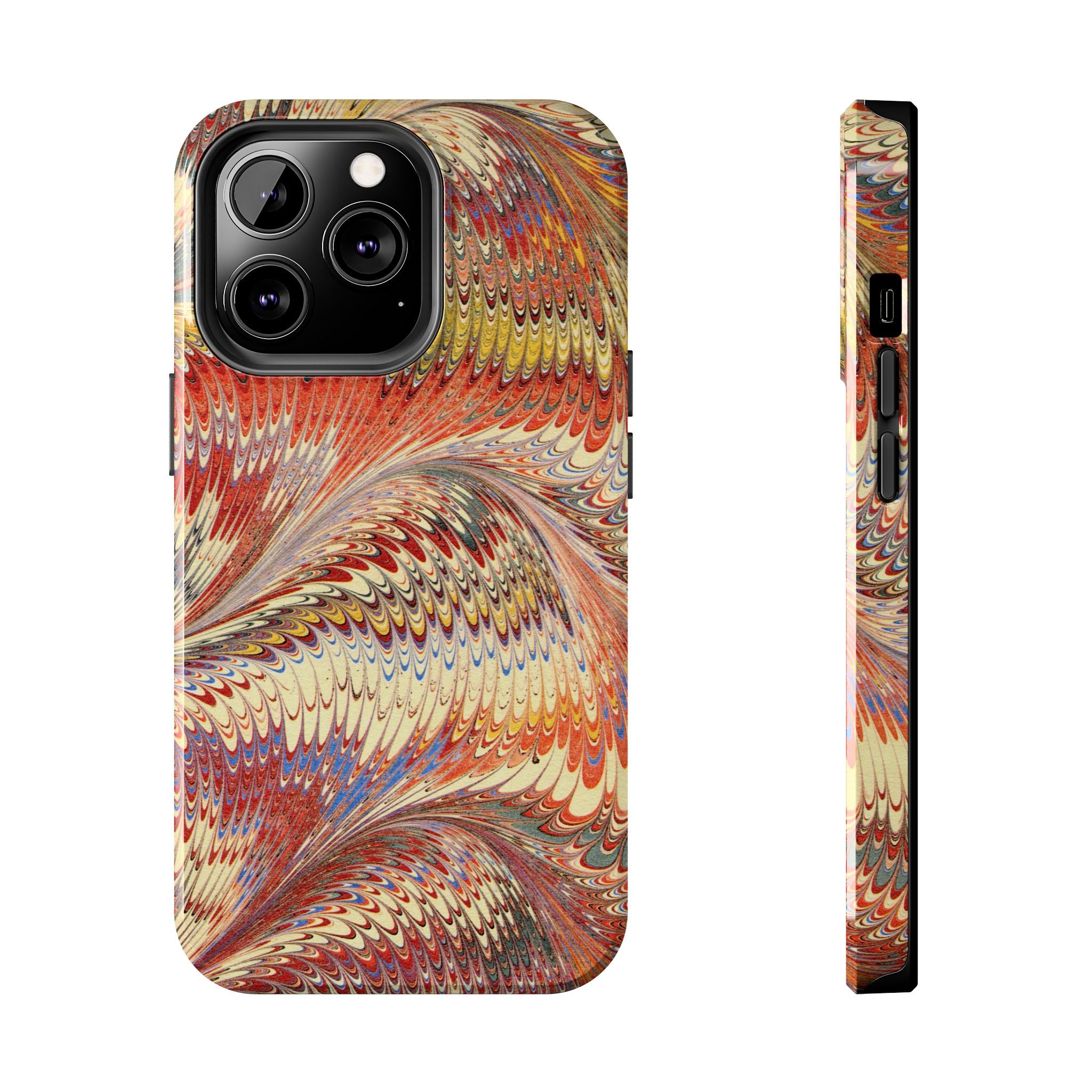 Orange, Rust and Gold Marble Italian Tough Phone Case — Durable Marbled Phone Case