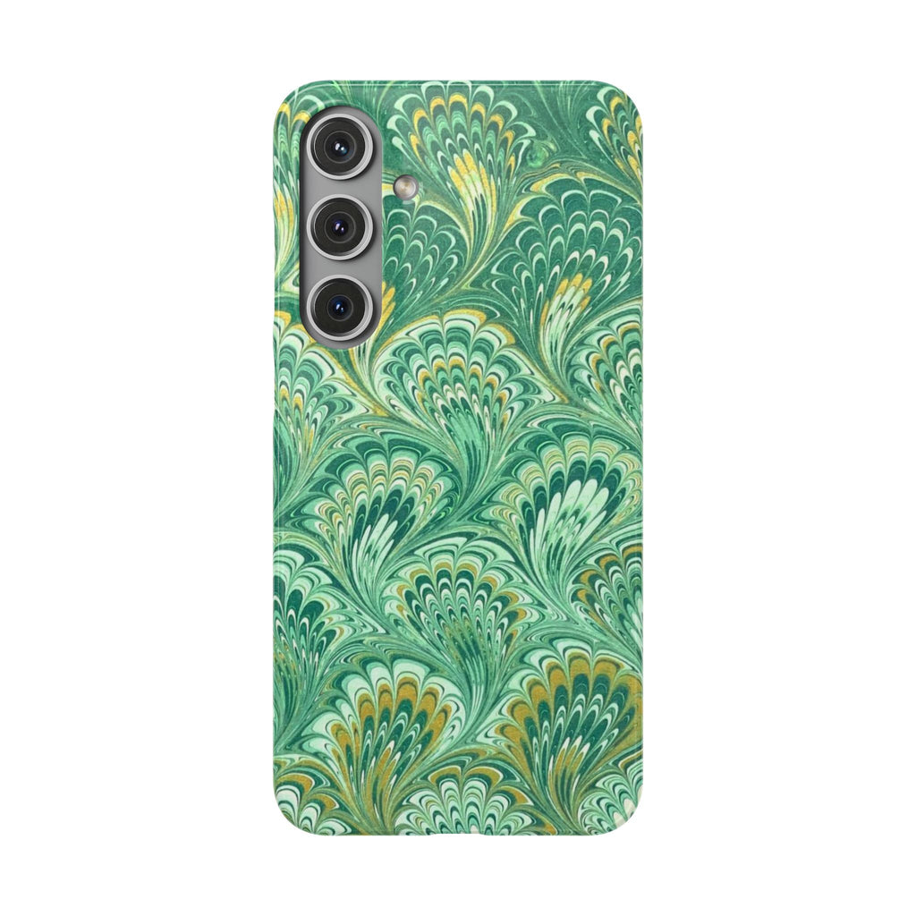 Marbled Feather Green Swirl - Single Layer Slim Phone Case