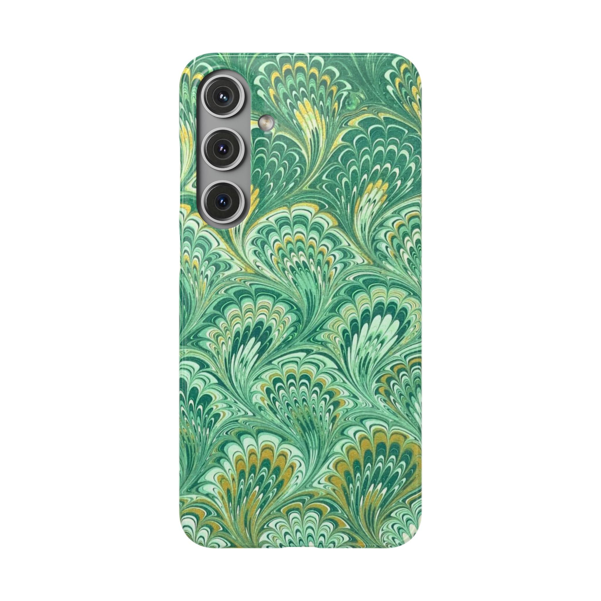 Marbled Feather Green Swirl - Single Layer Slim Phone Case
