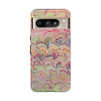 Pastel Pink + Green Feather Marbled Phone Case - Dual Layer Phone Cover