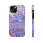 Marbled Feather Lavender + Purple Swirl - Single Layer Slim Phone Case