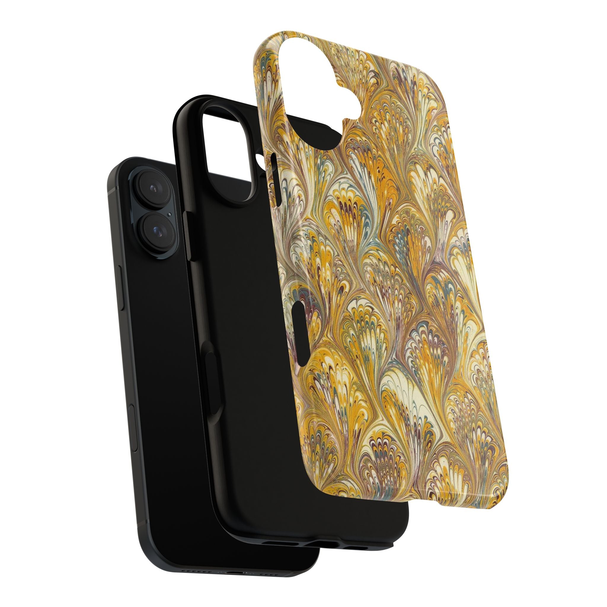 Golden Yellow Marbled Italian Phone Case - Dual Layer - Matte or Glossy
