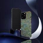 Green Marbled Peacock Durable Phone Case - Matte or Glossy
